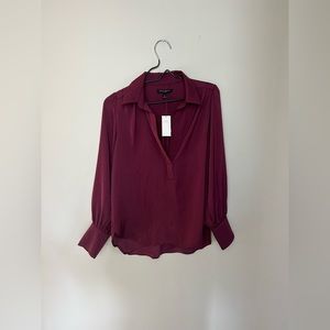 Banana Republic Women’s Silky Collar Blouse Beet Root coloring size S .
